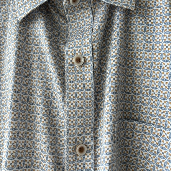 Johnston & Murphy Button Up Shirt Geometric Cotton Pockets Mens L Preppy Office - Picture 5 of 12